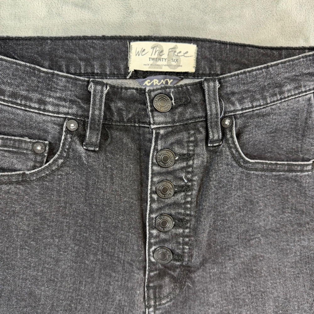 We The‎ Free Free People Skinny Jeans Women's Size 26 Black Button Fly Denim - Picture 3 of 7